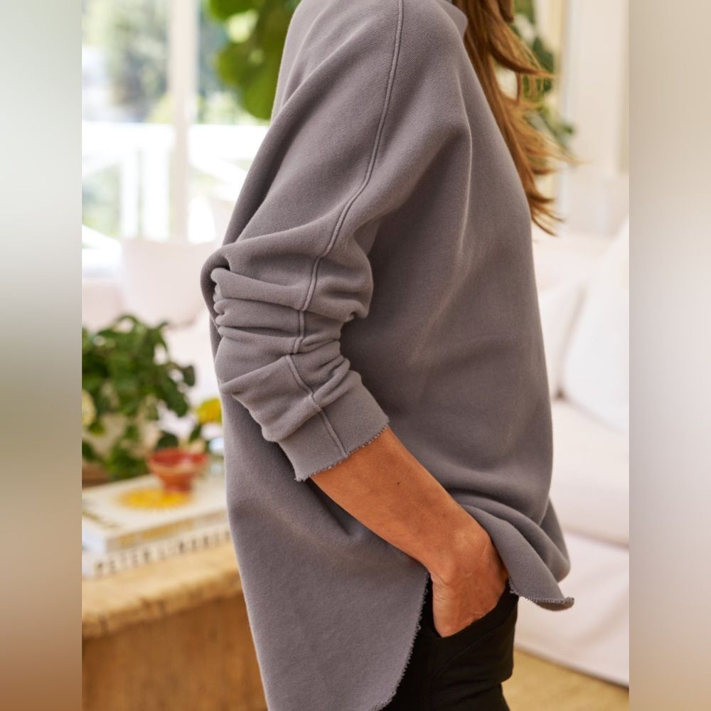 Frank & Eileen Effie Long Sleeve Funnel Neck Capelet in Elephant Grey, Size XS - Picture 2 of 11